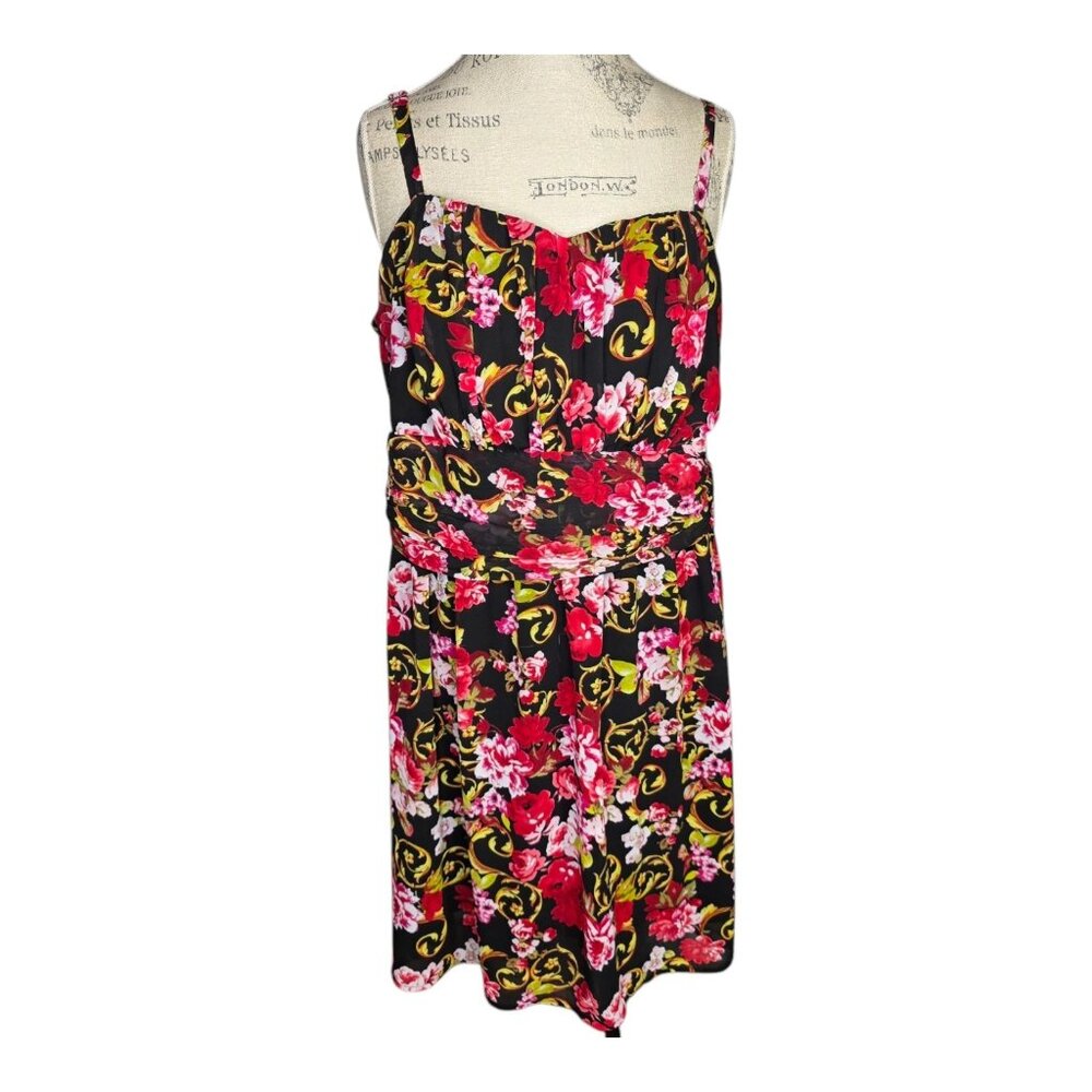 Torrid Dress Women 3 Pink Roses Floral Smocked Casual Resort Sleeveless Coastal